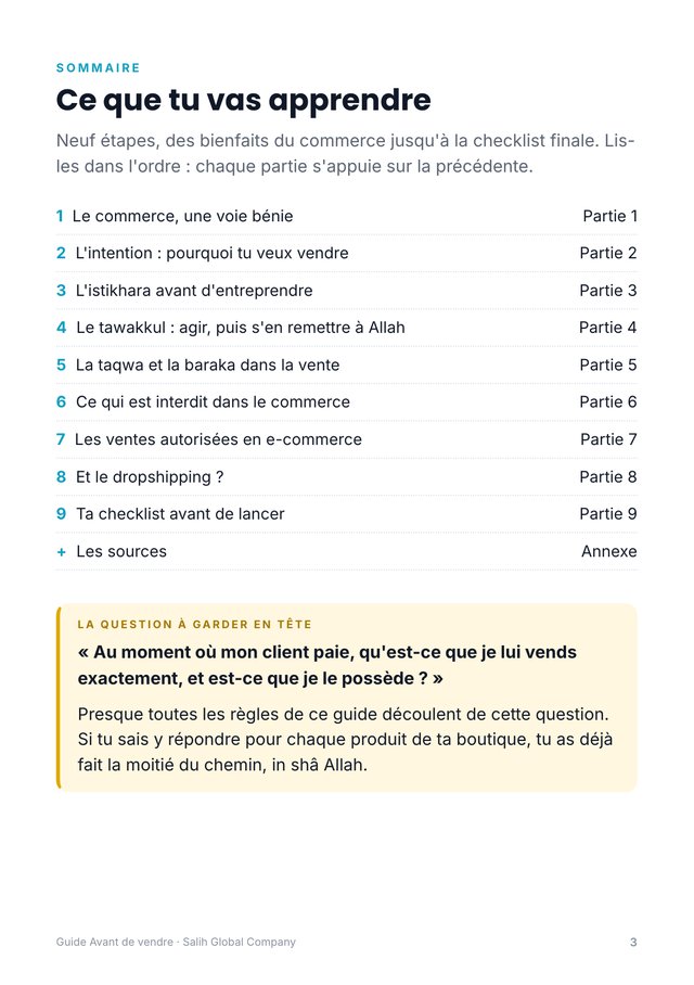 Sommaire du guide